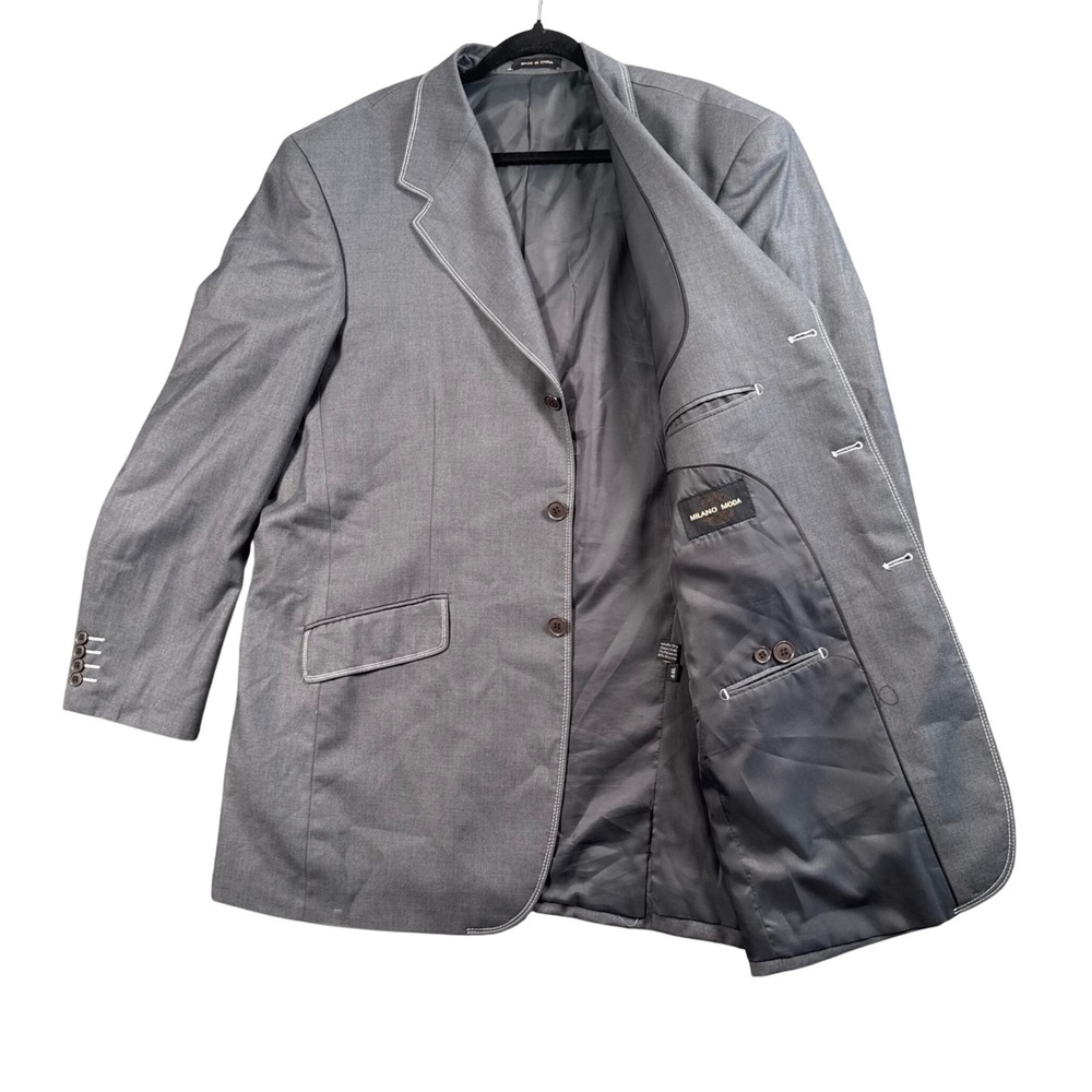 90s Mens Blazer 44L Mob Boss Old Money Gray Corporate Executive Core Tailored‎